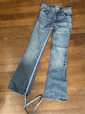 Zara medium wash mid rise bootcut flare jeans size 4